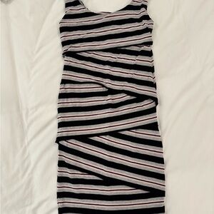 Ripe Black and White Asymmetrical Wrap Midi Dress